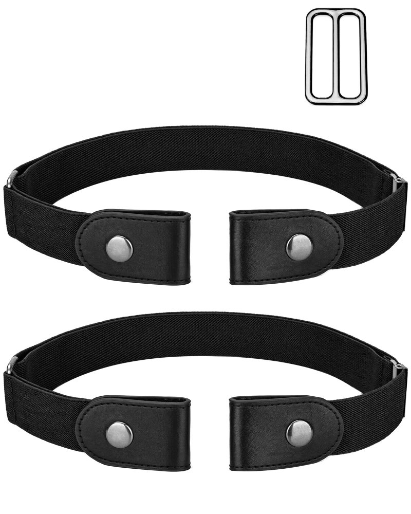 maikun 2 Pack Buckle Free Belt, Black stretch Buckleless Belt, No Buckle Design, Waist Size 24-50'' - Image 1